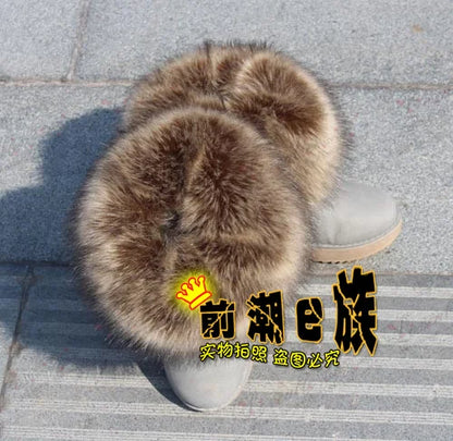 Luxury Faux Fur Fox Artificial Raccoon Shoes Cover Leg Warmers Ankle Boots Feet Cuffs Socks Cover Shoes Sleeve Elastic DIY - Kimlud
