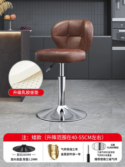 Leather Luxury Designer Bar Stools Minimalist Nordic Counter Gaming Bar Chairs With Back Comfortable Cadeira Trendy Furniture - Kimlud