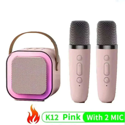 K12 Bluetooth Karaoke Machine Portable  5.3 PA Speaker System with 1-2 Wireless Microphones Home Family Singing Children's Gifts