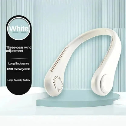 8000mAh USB Hanging Neck Fan Portable Bladeless Mini Rechargeable Mute LED Digital Display Electric Air Cooler Handheld - Kimlud