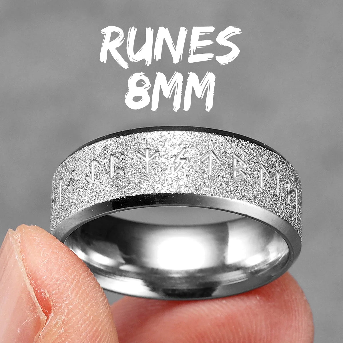 Viking Runes Simple Matte Shiny Stainless Steel Men Rings Punk New In For Male Women Fashion Jewelry Creativity Gift Wholesale