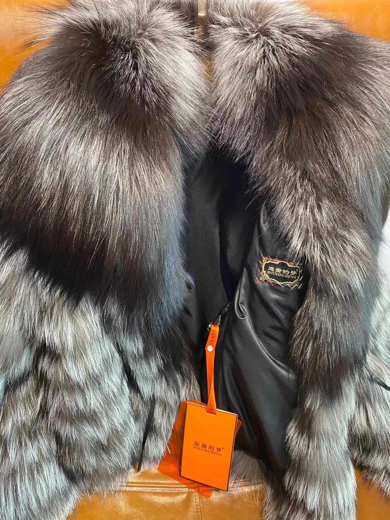 Real Natural Silver Fox Fur Coat Highend Quality Hood Genuine Women Winter Luxury Female Jacket Long Sleeve