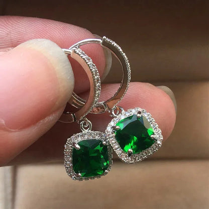 Fashionable Banquet Elegant Emerald Cubic Zirconia Earrings, High-end Inlaid Wedding Style Swaying Jewelry Accessories |...