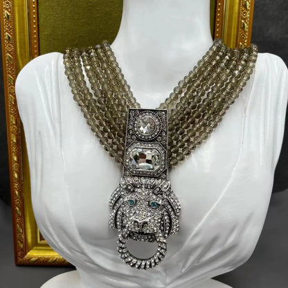 Qingdao Heavy Industry Retro Style Necklace Artistic Glass Multi-Layer Standard Relief Western Necklace | Kimlud Premium...