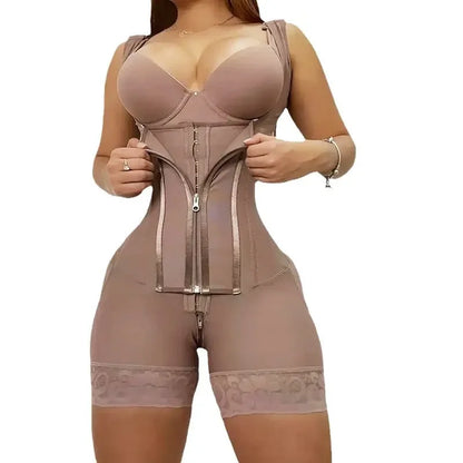 Women's High Compression Full Body Shaper Bodysuit, Double Tummy Control Open Crotch Girdle Shapewear - Kimlud