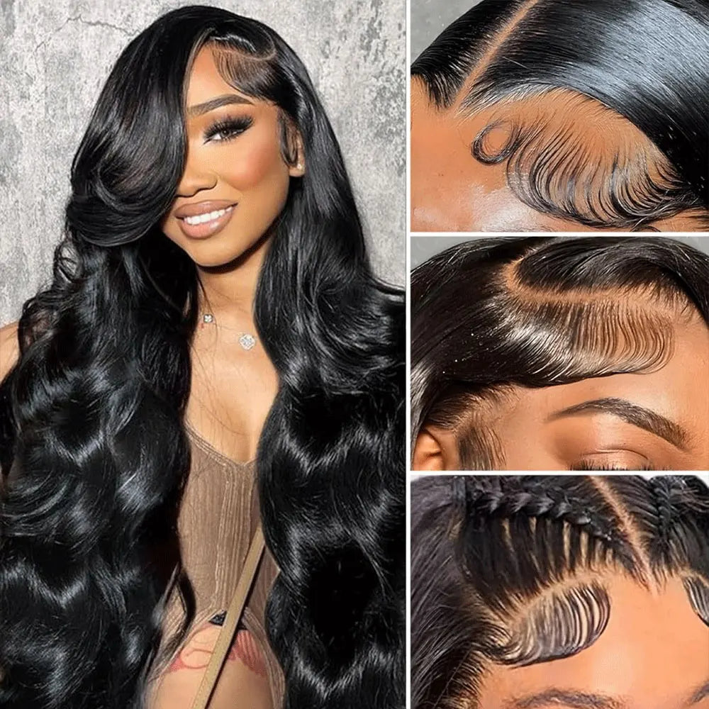 13x6 Lace Front Wigs Human Hair 250 Density Hd Body Wave Lace Frontal Human Hair Wigs For Women Glueless Pre Plucked Black Wig