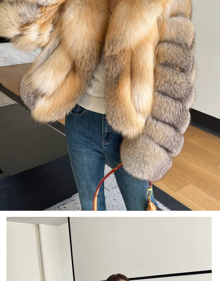2024 winter new imported platinum island fox fur coat women's short large lapel fur coat