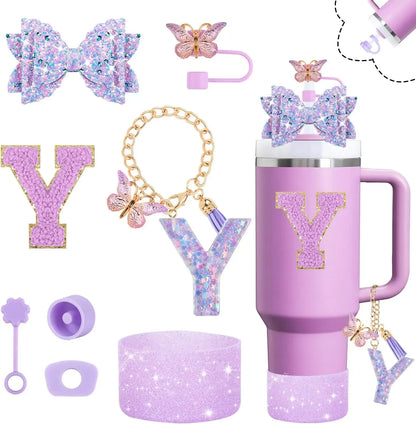 8pcs Cup Accessories Set 30oz 40oz tumbler Straw Topper Cover, Boot, Spill Proof Stoppers, Handle Charms Sticker for Stanley Cup