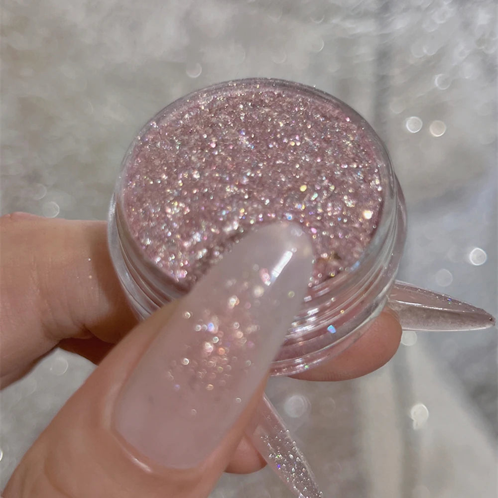 1Pcs Shimmer Gold/Rose Holographic Mica Nail Flakes Chrome Opal Iridescent Nail Glitter 0.5g Nail Epoxy Nail Gel Polish Powder