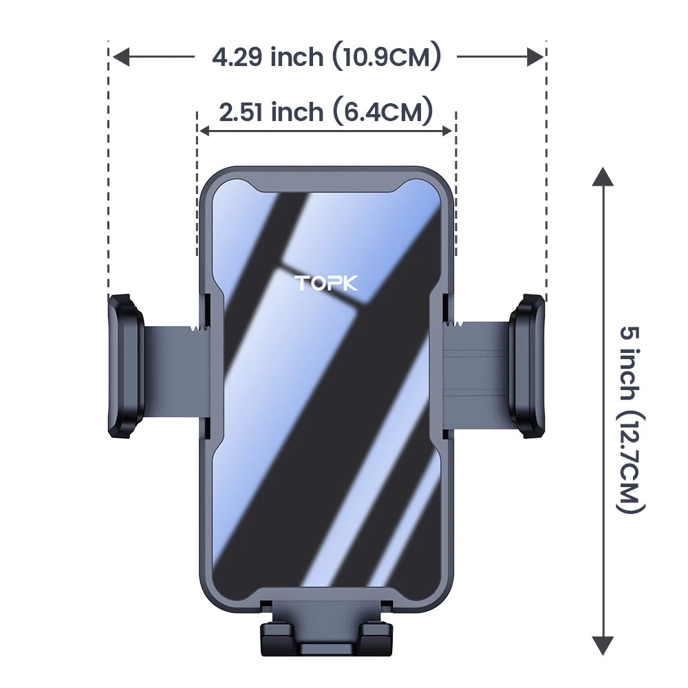 TOPK Car Phone Holder for Car Air Vent Telephone Holder for Car, 360° Adjustable Car mobile support for iPhones & Androids (4"-7 - Kimlud