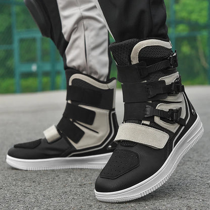 New Retro Cruise Motorcycle Boots Men Travel Leisure Adjust High top Shoes Windproof Off-Road rally Protective Moto Boots