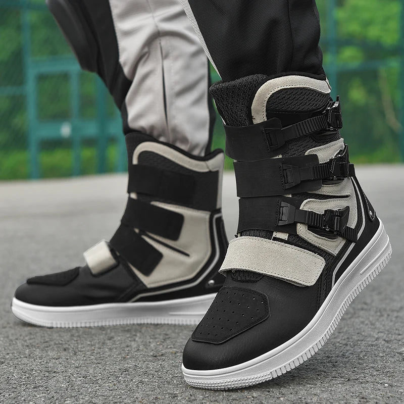 New Retro Cruise Motorcycle Boots Men Travel Leisure Adjust High top Shoes Windproof Off-Road rally Protective Moto Boots