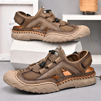 New Mens Sandals Summer Breathable Mesh Sandals Men Outdoor Casual Lightweight Beach Sandals Fashion Men Shoes Large Size 38-46 - Kimlud