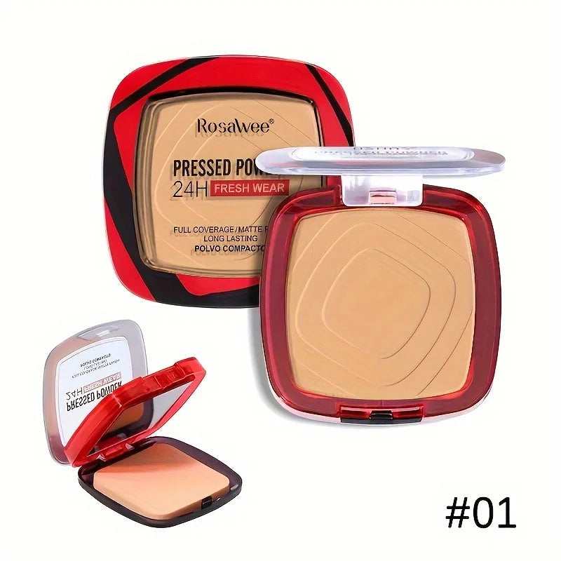 Matte Full Coverage Pressed Powder Foundation With Puff Applicator, 24H Fresh Wear Matte Weightless Finishing Powder...
