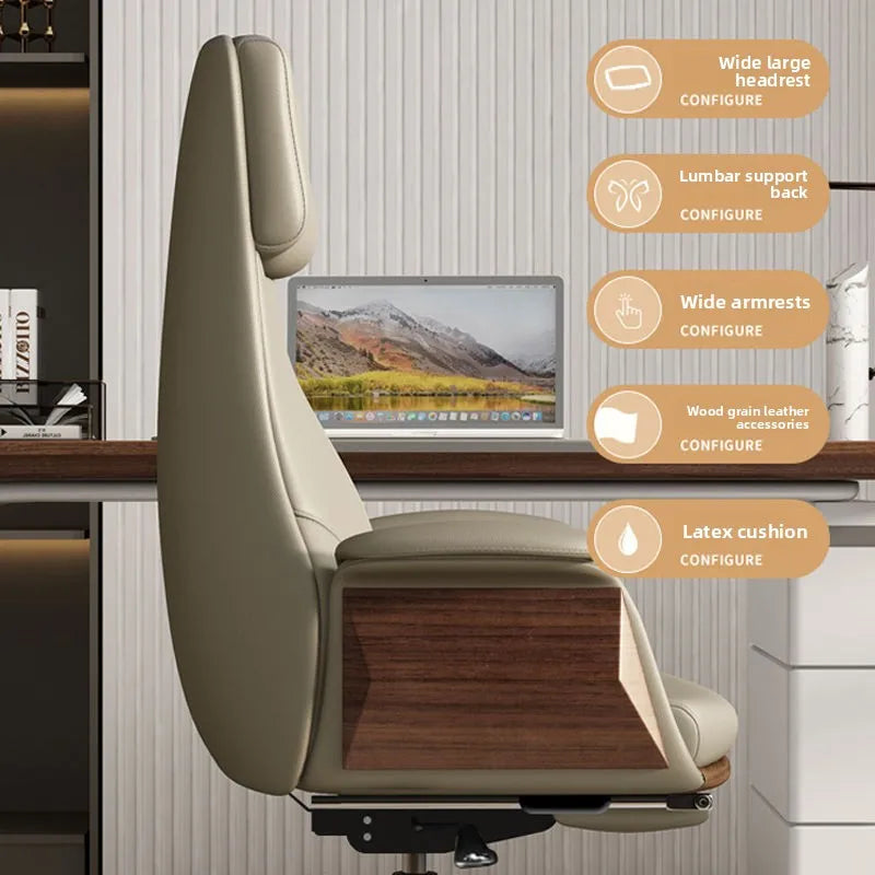 High end boss chair, genuine leather office chair, CEO computer, ergonomic, sedentary, swivel chair that can be reclined...