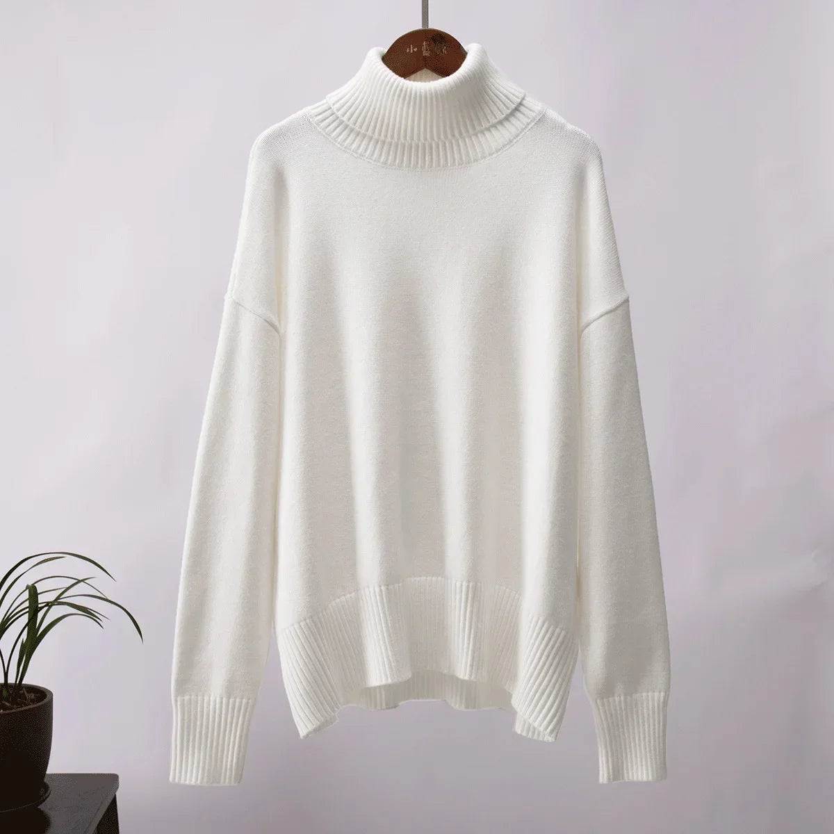 2024 Autumn and Winter New Thick Cashmere Sweater Women High Neck Pullover Sweater Warm Loose Knitted Base Sweater Jacket Tops