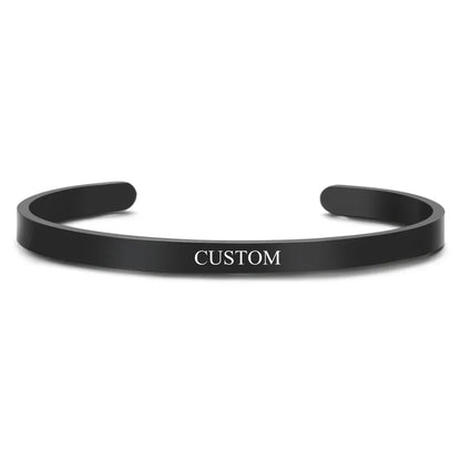 Customized Coordinate Engraved Name Text Heart Hole Cuff Bangle Personalized Bar Necklace Stainless Steel Bracelet Men...
