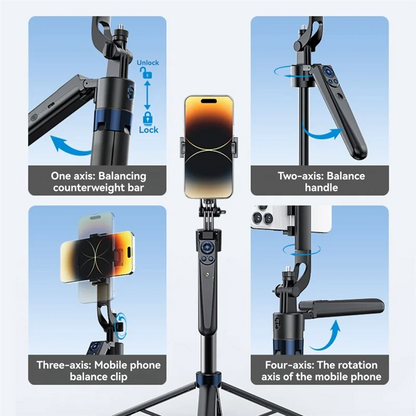 ABKQ-Smart Follow-Up Bracket Handheld Gimbal & Phone Holder Automatic Rotation Follow-Up Artifact Selfie Stick Floor Tripod