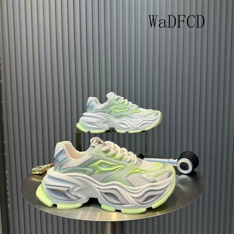 Chunky Sneaker Men Original Designer Breathable Sport Shoes Fashion Casual Leather Fabric Height Increased Platform Tennis Shoes