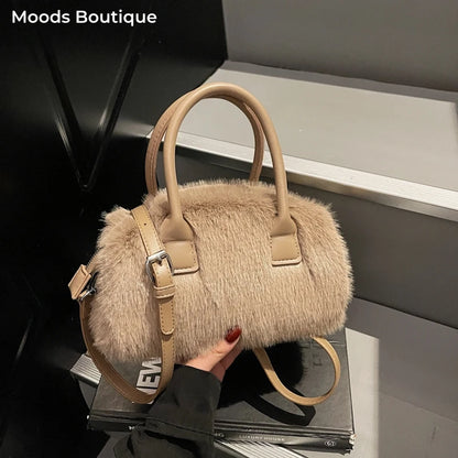 2025 Latest Winter Warm Soft Plush Top-handle Bags For Women All-match Designer Purses And Handbag Luxury Shoulder Crossbody Bag
