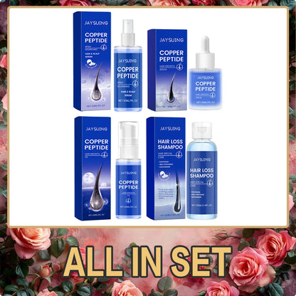 Copper Peptide Shampoo Hair Growth Serum Scalp Nourishing Spray Anti Hair Loss Essence Oil Strengthen Roots Dense Hair Care Set - Kimlud