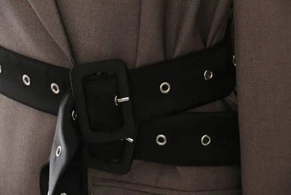 DEAT Fashion Women's Blazer Notched Collar Double Sashes Deconstructive Back Button Loose Suit Jacket Autumn 2025 New 1DH7481