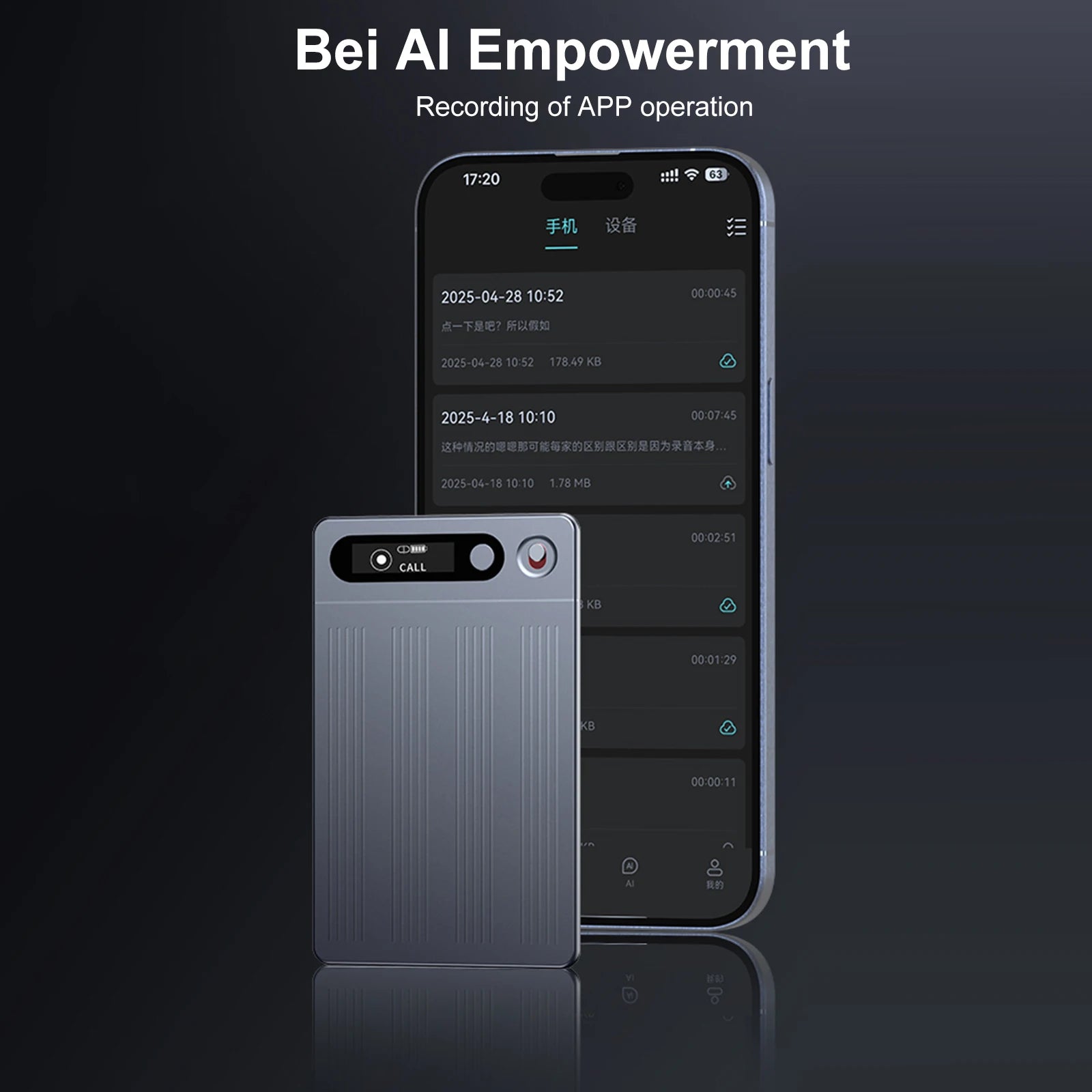 64G AI Voice Recorder Transcribe & Summarize Audio Recorder with Case Transcribe & Summarization with ChatGPT for Meetings/Calls