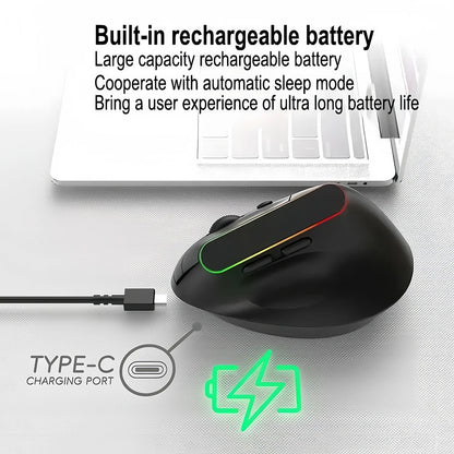 Dual Mode RGB Vertical Mouse 2.4G Wireless Mouse Bluetooth Mouse Ergonomic Mice Rechargeable Silent Mouse for PC Laptop Desktop