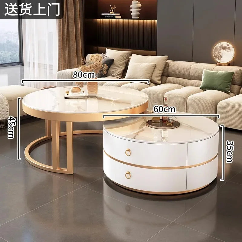 Glam Nordic Coffee Tables Round Simple Luxury Metal Coffee Tables Design Modern Muebles Para El Hogar Living Room Furniture - Kimlud