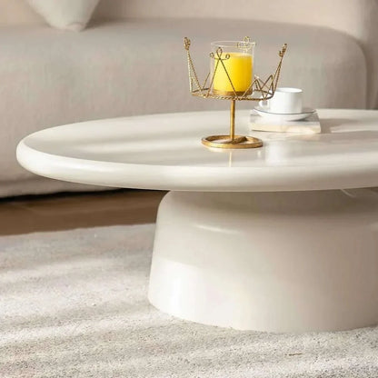 Oval Coffee Table for Living Room Modern Irregular Coffee Table Asymmetrical Unique Center Table (G White 45.7in)
