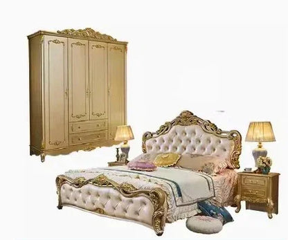 Luxury Human Bedroom Set Wooden Sleeping Letti E Mobili Nordic Furniture Large Princess Master Bedroom Set Double Villa High - Kimlud