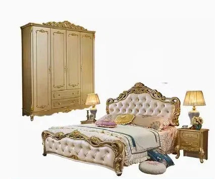 Luxury Human Bedroom Set Wooden Sleeping Letti E Mobili Nordic Furniture Large Princess Master Bedroom Set Double Villa High - Kimlud