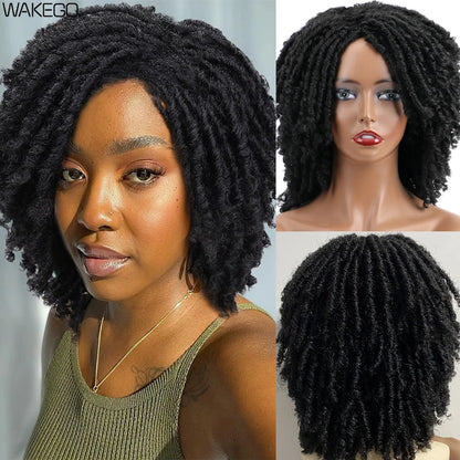 Ombre Short Dreadlock Wigs Blonde Grey Purple 27 30 350 Bug 12 Colors Wig Curly Synthetic Twist Faux Locs Wig Dreads...