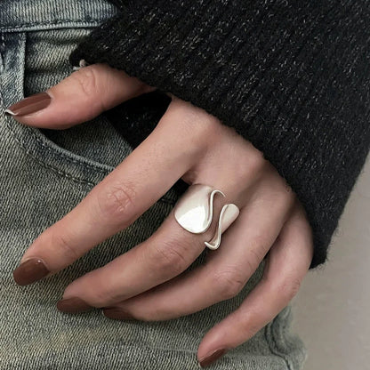 925 Sterling Silver Rings for Women Couple Minimalist Handmade Simple Big Open Ring Party Prevent Allergy Jewelry...