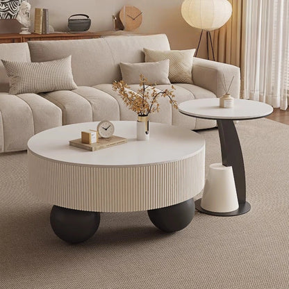 Round Designer Coffee Table Storage Nordic Aesthetic Minimalist Coffee Table Drawers Italian Simple Mesa Auxiliar Home Furniture - Kimlud