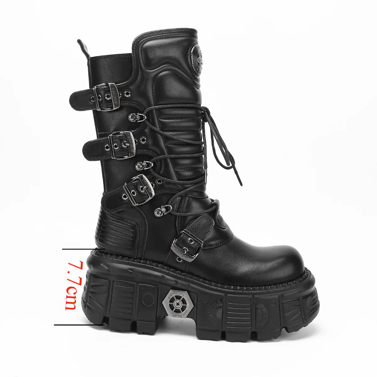 Chic Punk Platform Mid - Calf Boots | Edgy & Functional, Perfect for Bold Fashion Looks