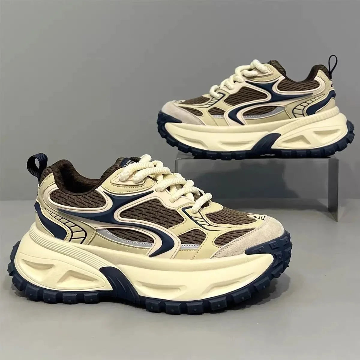 Casual Style Breathable Sporty Men's Shoes Thick Bottom Versatile High-End Lightweight Fashionable Dad Shoes Comfortable Wear - Kimlud