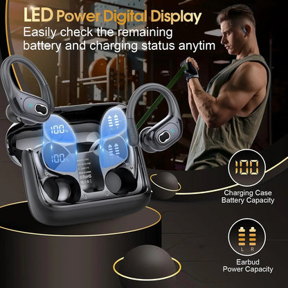 TWS Sports Earbuds Bluetooth 5.4 HIFI Bass Wireless Headphones LED Touch Hands-free Earphone Noise Cancelling Waterproof...