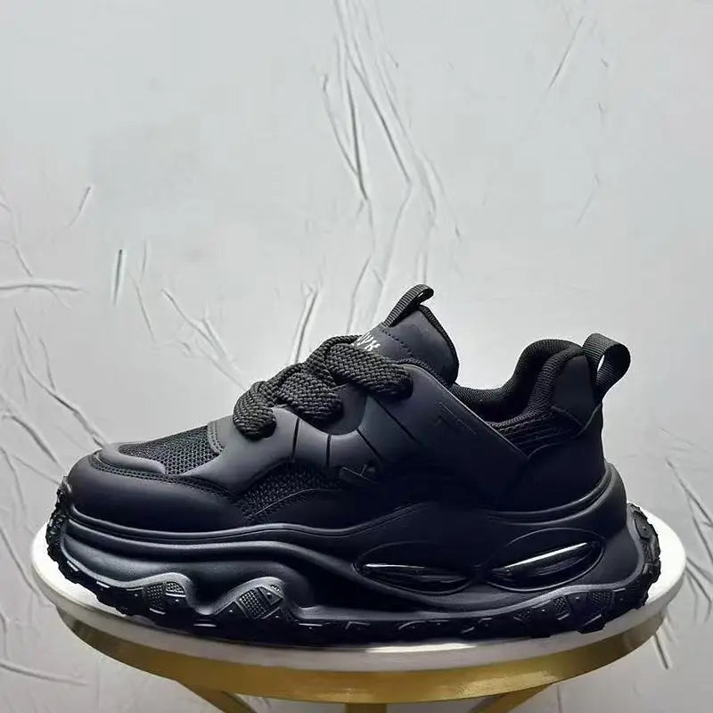 Men Breathable Mesh Casual Running Shoes Inner Elevation Thick Sole Shock-absorption Outdoor Teen Trend Unky Sneakers