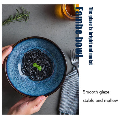 Japanese Kiln Change Ramen Noodle Bowl Household Under Glazed Kitchen Tableware Salad Soup Retro Porcelain Bowl Large...