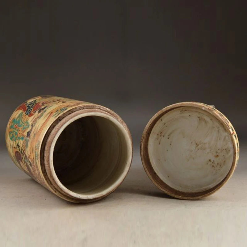 6.0'' / Elaborate Porcelain Chinese Handwork Old Painting Belle Vintage Tobacco Box