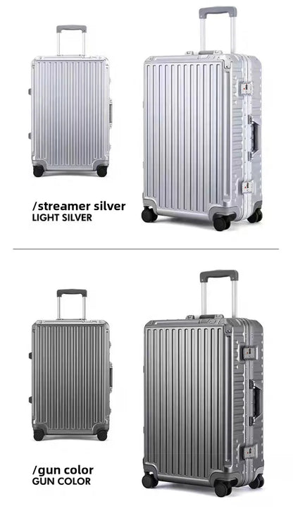 New ultra sturdy aluminum frame luggage, high aesthetic board case, universal wheel business travel box set, optional 20-28 inch