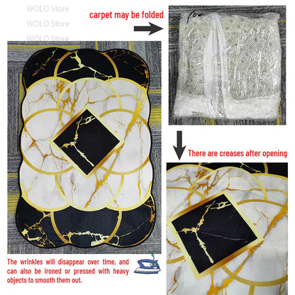 Luxury French Rococo Style Golden Carpet for Living Room Decoration Home Large Area Rugs Dining Room Bedroom Non-slip Floor Mat
