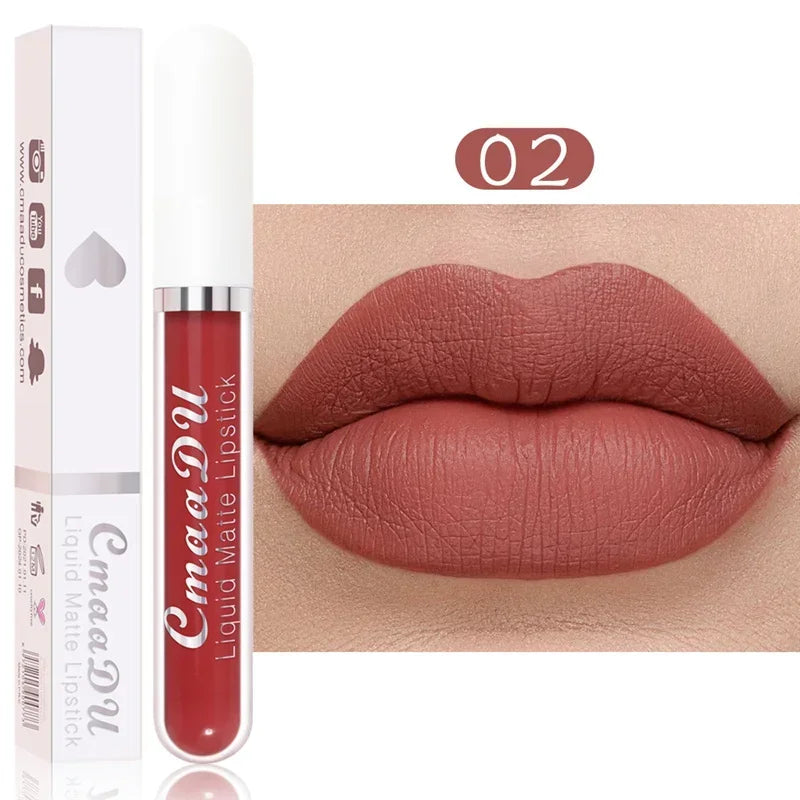 3Pcs/Set Waterproof Matte Nude Lip Gloss Brown Nude Pigment Dark Red Long Lasting Velvet Liquid Lipstick Women Makeup Lip Glaze
