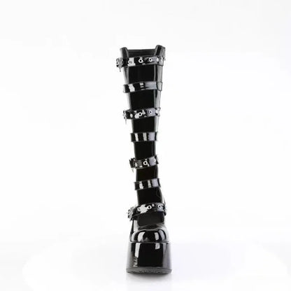 Round Toe Super High Heel High Boots Spring and Autumn Shallow Mouth Metal Buckle Platform Non-slip Thick Heel Boots