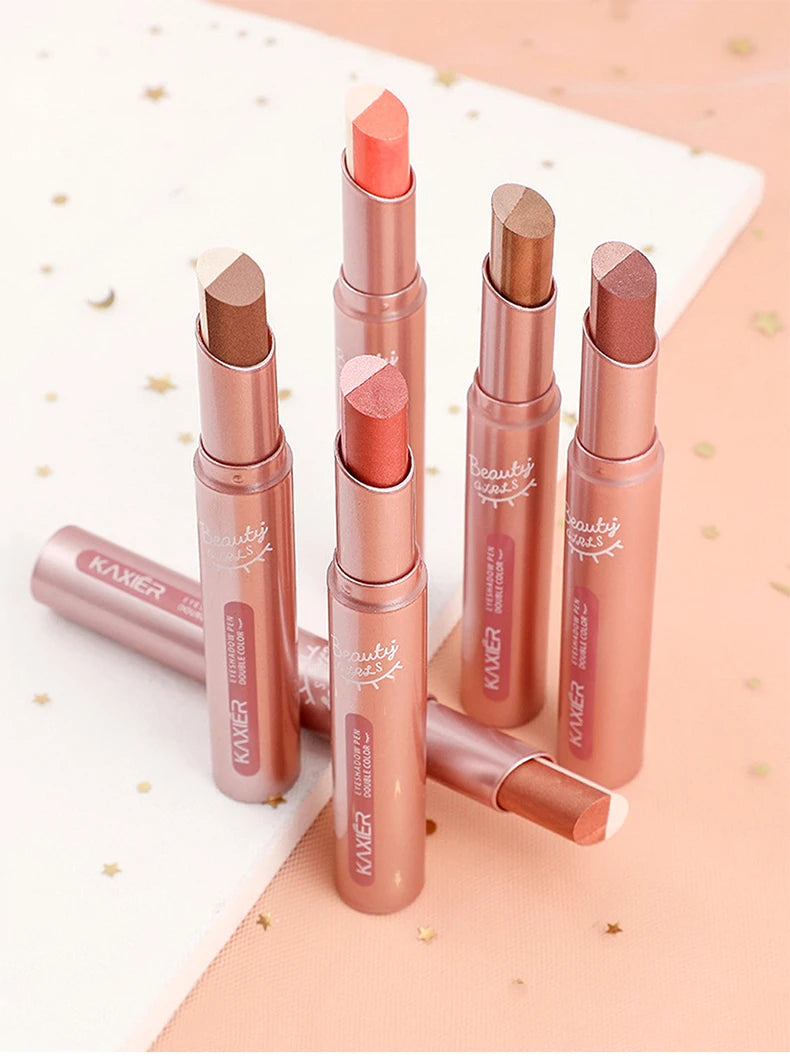Gradient two-color eye shadow pen waterproof, sweat proof, not easy to smudge, pearlescent, fine shiny, lazy eye shadow...