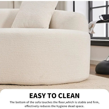 Luxury 4-Seater Curved Chenille Sectional Sofa with Plush Pillows for Living Room Comfort | Kimlud Luxury Chair