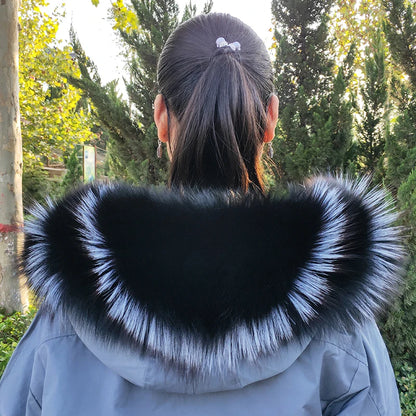 Super Large 100% Real Fox Fur Collar Hood Decor Fur Collar For Down Coat Women Winter Warm Fur Scarf Shawl Luxury