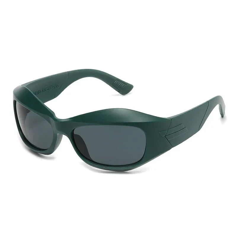 Steampunk Style Y2K cycling Sunglasses Women Men Trendy Ins Curved Shaped Glasses Personalized Technology Sports Sun...