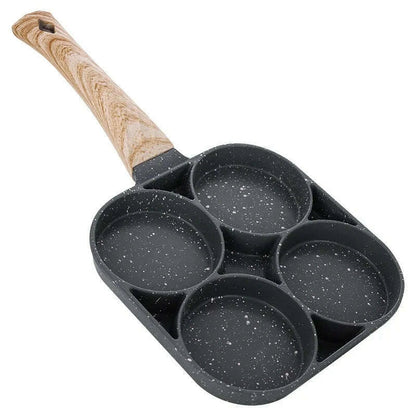 LMETJMA Pancake Egg Frying Pan 4 Cups Omelet Poached Egg Pan for Breakfast Divided Coating with Non Sticking Handle JT888